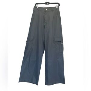 On-trend Vintage grey cargo pants, size L, elastic waist with belt loops.